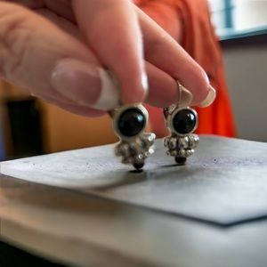 Beautiful black and silver pierced earrings